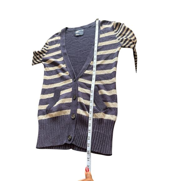 American Eagle Blue Gray Y2K Striped V-Neck Button Front Cardigan Size Medium - Picture 12 of 12